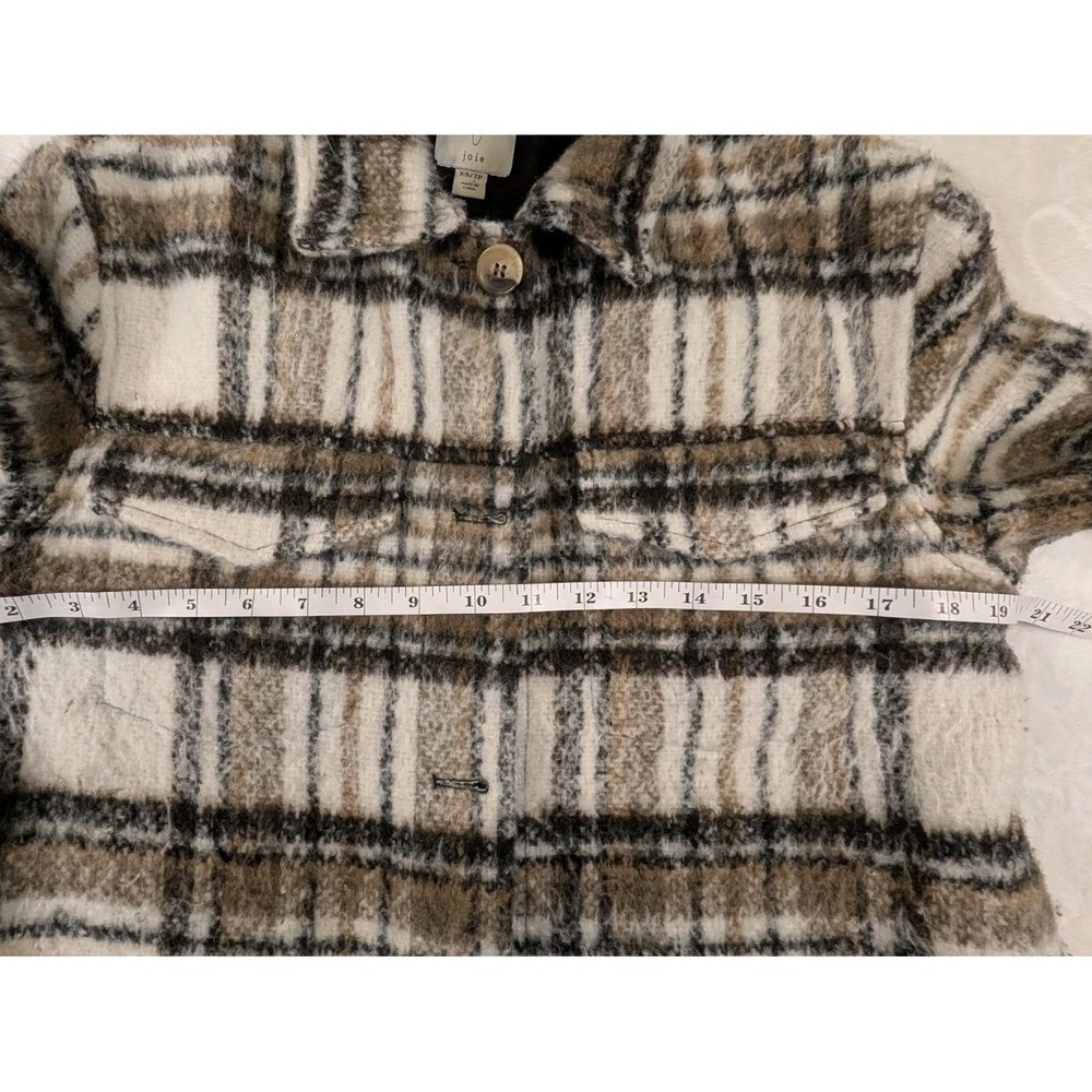 Joie Womens Extra Small/P Cropped Shacket Plaid Button Pockets Neutral Brushed - Picture 8 of 11